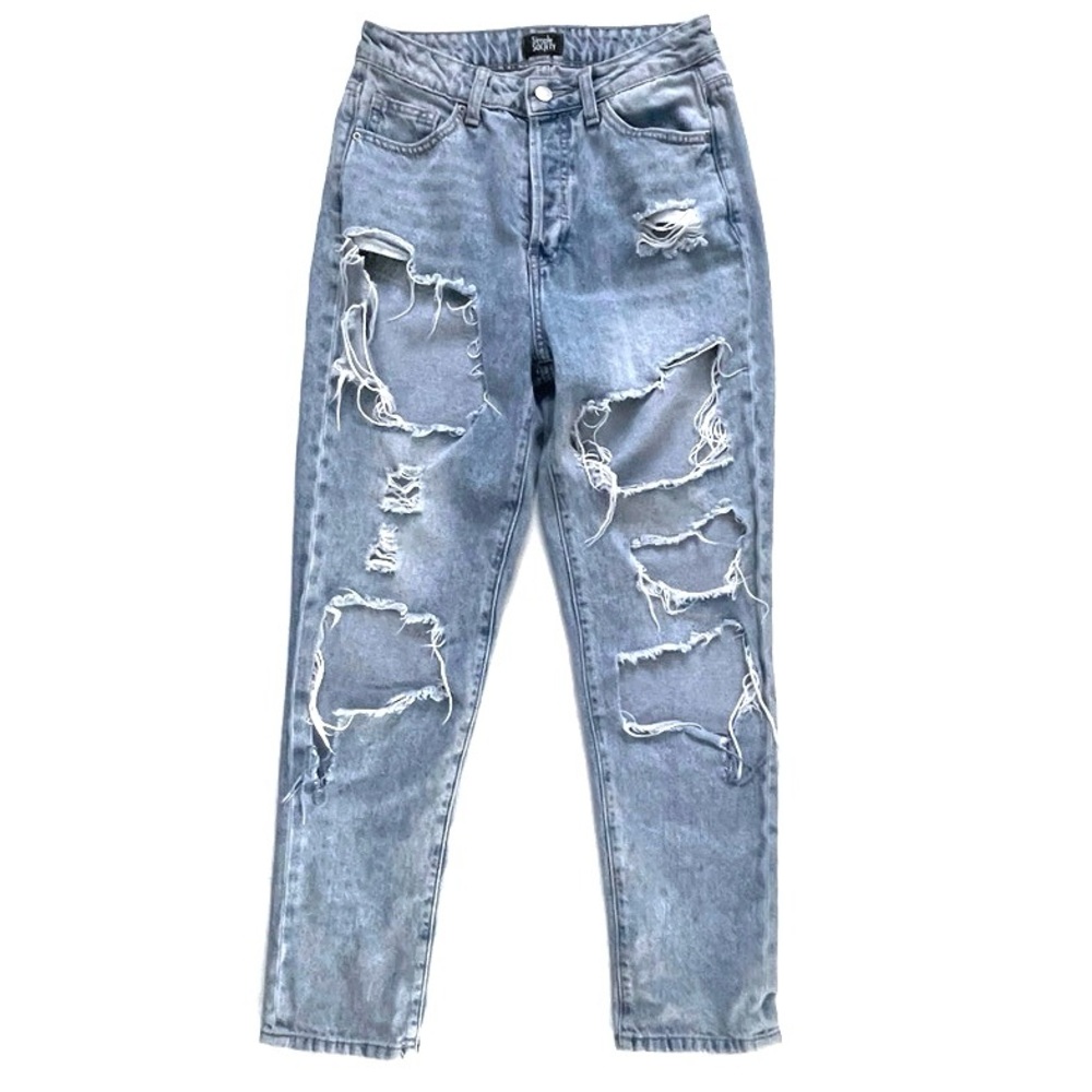 Distressed Light Wash Blue Jeans Button Fly by Simple Society size 3/26